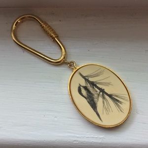 Vintage Barlow Scrimshaw Bird Keychain